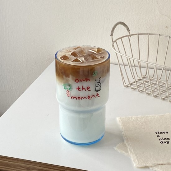 Niche and simple Instagram cartoon koala penguin glass  heat resistant juice cup  coffee cup  280ml couple sized.