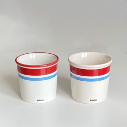 Cute striped blue gaming KT coffee cup  homemade simple cartoon hand painted ceramic flip top mug