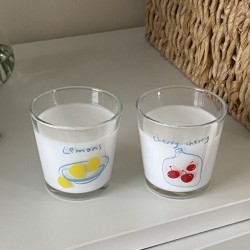 INS retro hand painted fruit shot glass  niche refreshing glass  heat resistant espresso cup for couples.