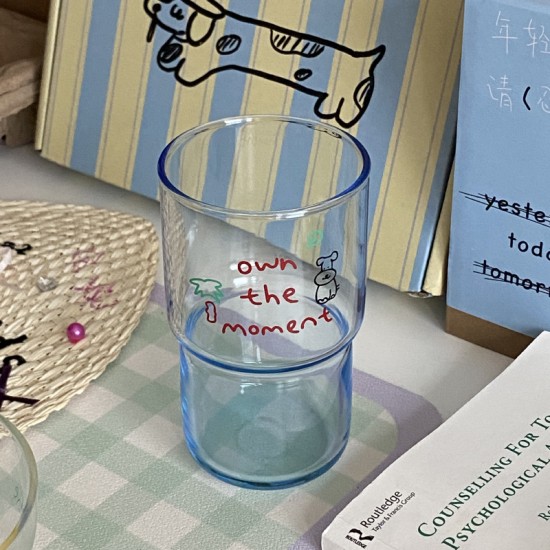 Niche and simple Instagram cartoon koala penguin glass  heat resistant juice cup  coffee cup  280ml couple sized.