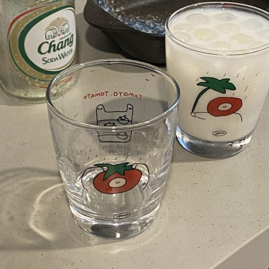 Cute girly red cherry dessert bowl  niche Korean Instagram heat resistant glass bowl and yogurt cup for breakfast