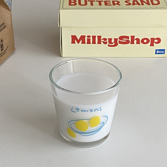 INS retro hand painted fruit shot glass  niche refreshing glass  heat resistant espresso cup for couples.