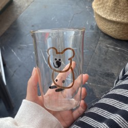 Homemade retro and fresh Instagram glass Green striped irregular water and milk cup  niche and simple.