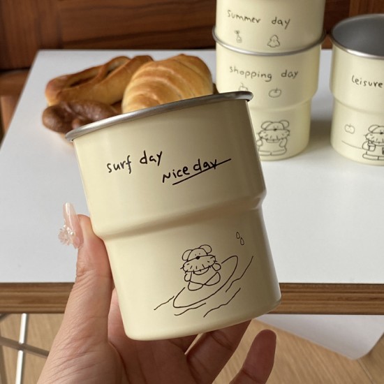 INS mint head puppy ceramic mug  creative cartoon hook coffee mug  spring water cup  340ml