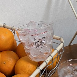 Instagram Cartoon Abstract Fish Glass  Cute Blue Fish  High Resistant Juice and Milk Cup for Couples