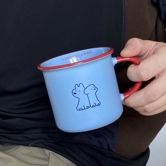 Niche Classic Red and Blue Contrasting Striped Ceramic Mug  Instagram Origin Coffee Cup  Couple's Water Cup  Drink Water Reminder