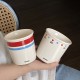 Cute striped blue gaming KT coffee cup  homemade simple cartoon hand painted ceramic flip top mug