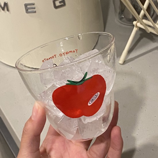 Instagram Cartoon Abstract Fish Glass  Cute Blue Fish  High Resistant Juice and Milk Cup for Couples