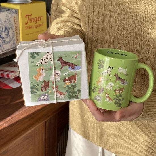 Homemade cute kitten flip top ceramic mug  niche and fun coffee cup and water cup gift  270ml.