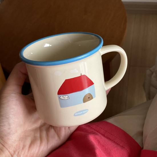 2024 New Year red flip top ceramic mug  simple cartoon car water cup and coffee cup gift