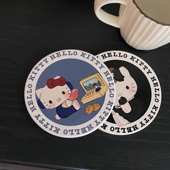 Niche homemade red apple flying bird coffee cup  simple hand painted bread puppy ceramic flip top mug