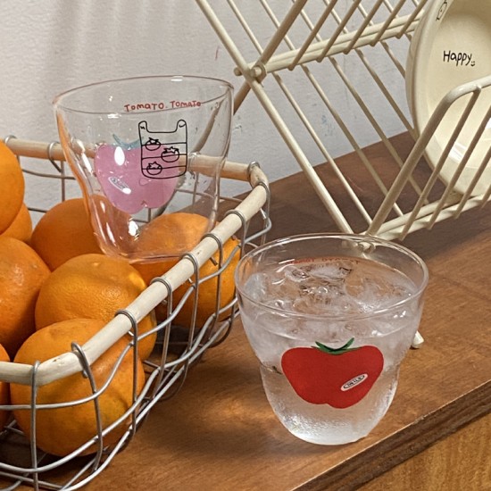 Instagram Cartoon Abstract Fish Glass  Cute Blue Fish  High Resistant Juice and Milk Cup for Couples