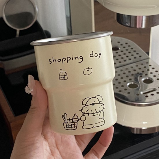 INS mint head puppy ceramic mug  creative cartoon hook coffee mug  spring water cup  340ml