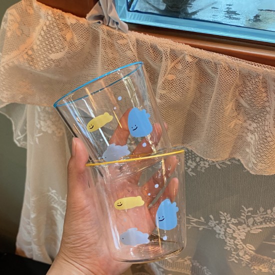 Homemade frosted black puppy mug  black and white coffee cup  niche water cup  couple's cup 320ml