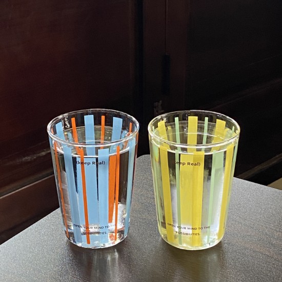 Cute striped red bicycle KT coffee mug  homemade simple cartoon hand painted ceramic flip top mug