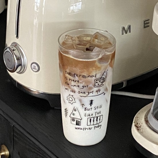 Homemade Cute Summer Penguin Glass  Niche Instagram Simple High Temperature Borosilicate Water Cup  High Resistant