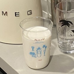 Romantic blue fireworks glass Instagram celebration pink fireworks  large Rongling water cup  simple iced American coffee cup.