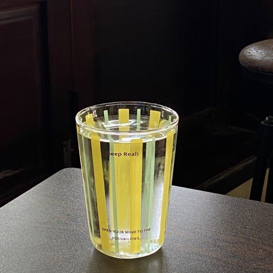 Cute striped red bicycle KT coffee mug  homemade simple cartoon hand painted ceramic flip top mug