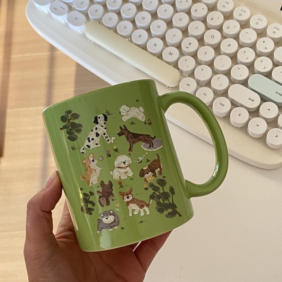 Homemade cute kitten flip top ceramic mug  niche and fun coffee cup and water cup gift  270ml.