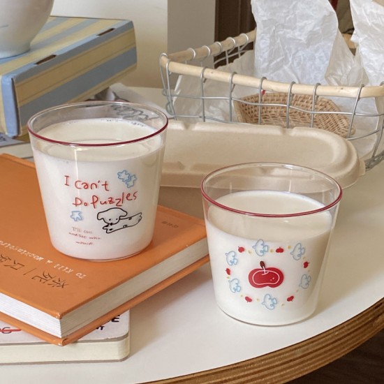 Homemade vintage Instagram high stem glass  retro French romantic dessert cup  niche minimalist milk cup  heat resistant.