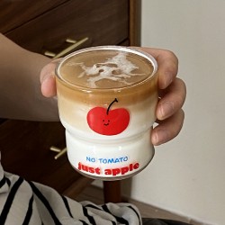 Niche homemade blue polka dot glass  Instagram style high end white polka dot water cup and milk cup  simple coffee cup