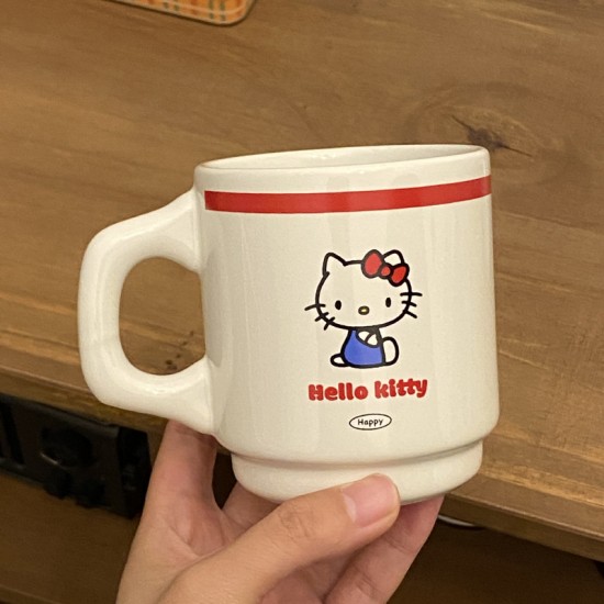 Homemade niche  minimalist blue line puppy mug with flip top  contrasting color  couple's coffee cup and water cup  270ml.