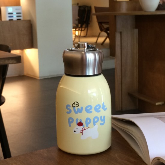 Cartoon KT penguin stainless steel thermos  black mini portable cold storage cup  cute and compact pocket cup