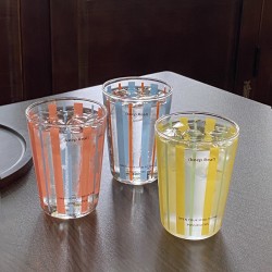 Cute striped red bicycle KT coffee mug  homemade simple cartoon hand painted ceramic flip top mug