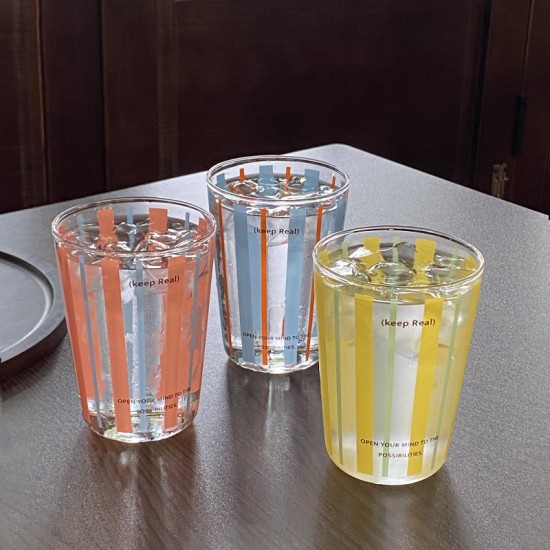 Cute striped red bicycle KT coffee mug  homemade simple cartoon hand painted ceramic flip top mug