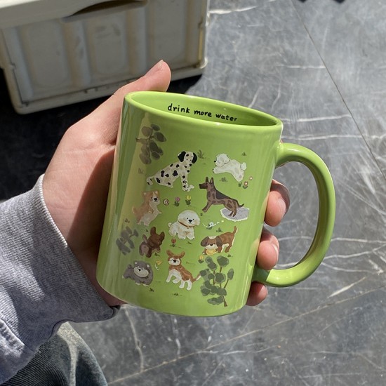 Homemade cute kitten flip top ceramic mug  niche and fun coffee cup and water cup gift  270ml.