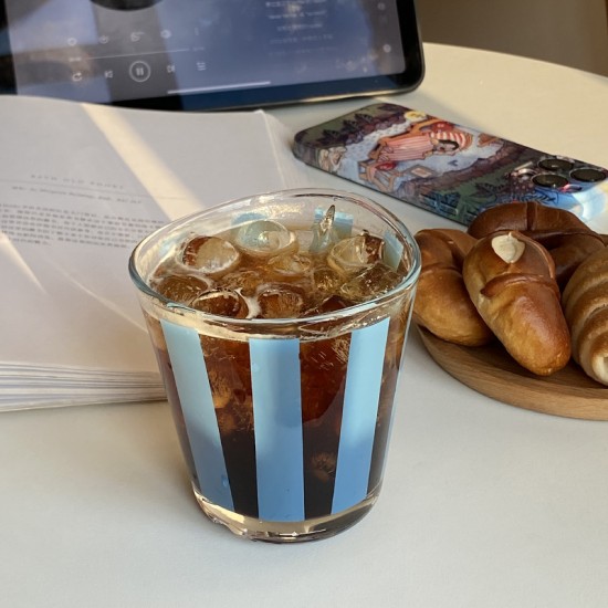 Homemade summer blue bird apple high borosilicate heat resistant glass  INS cartoon cute puppy juice cup