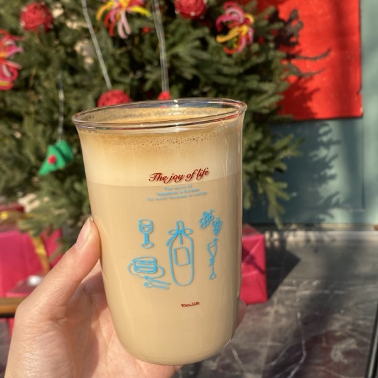 Romantic blue fireworks glass Instagram celebration pink fireworks  large Rongling water cup  simple iced American coffee cup.