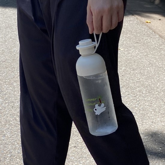 Summer coconut tree puppy double mouth plastic cup  simple cartoon hook shaped sports large capacity cup (600ml).