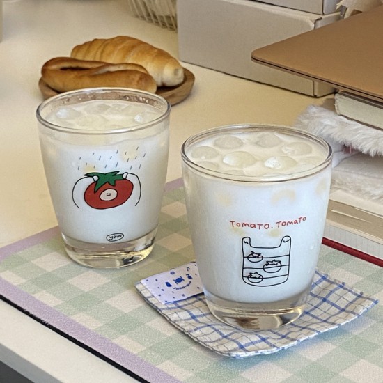 Cute girly red cherry dessert bowl  niche Korean Instagram heat resistant glass bowl and yogurt cup for breakfast